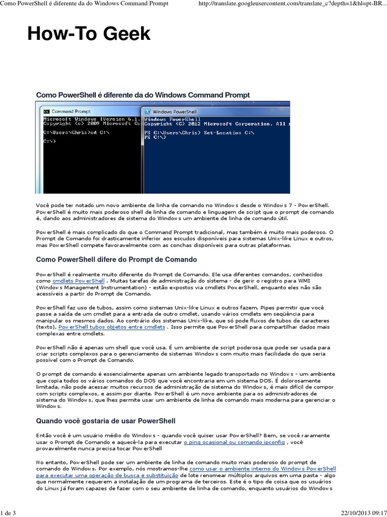 Diferenças entre PowerShell e CMD | PDF | Linguagem de script | Shell ...