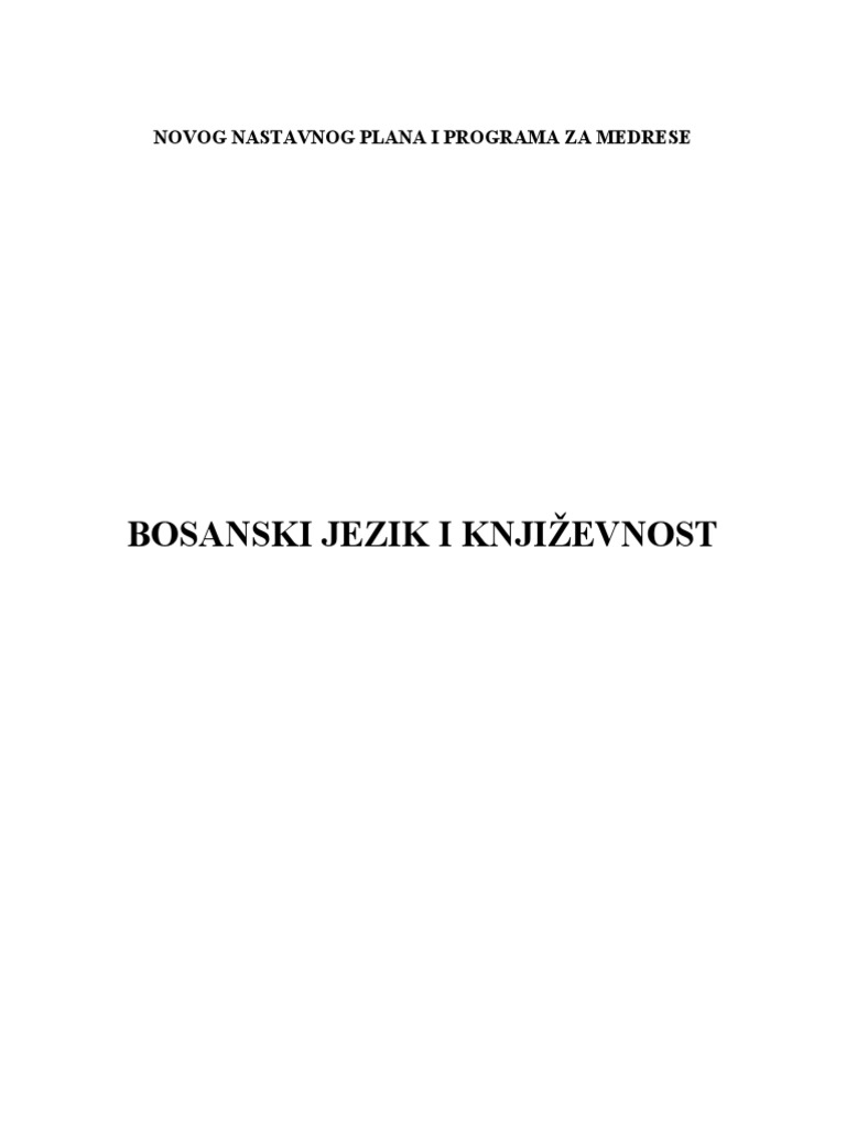 Bosanski Jezik I Knjizevnost PDF
