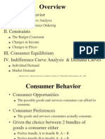 I. Consumer Behavior: Indifference Curve Analysis Consumer Preference Ordering