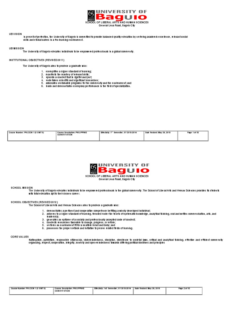 School of Liberal Arts and Human Sciences: Constitution Semester SY ...