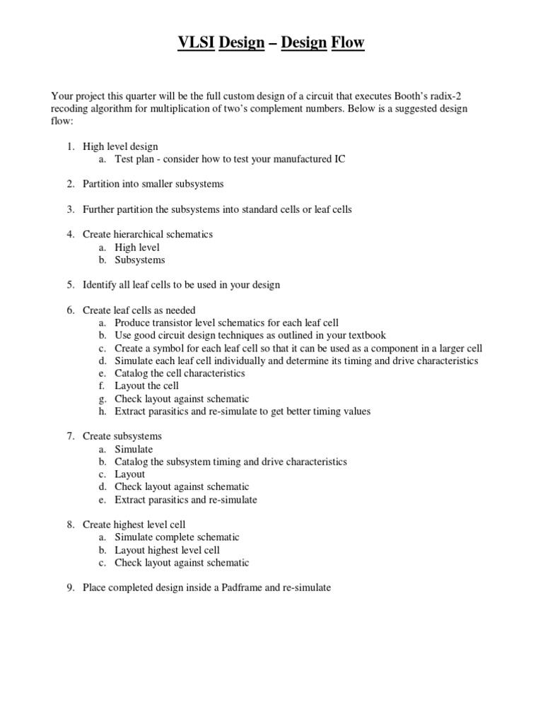 VLSI Design Flow for Booth's Algorithm | PDF