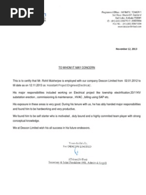 Experience Certificate