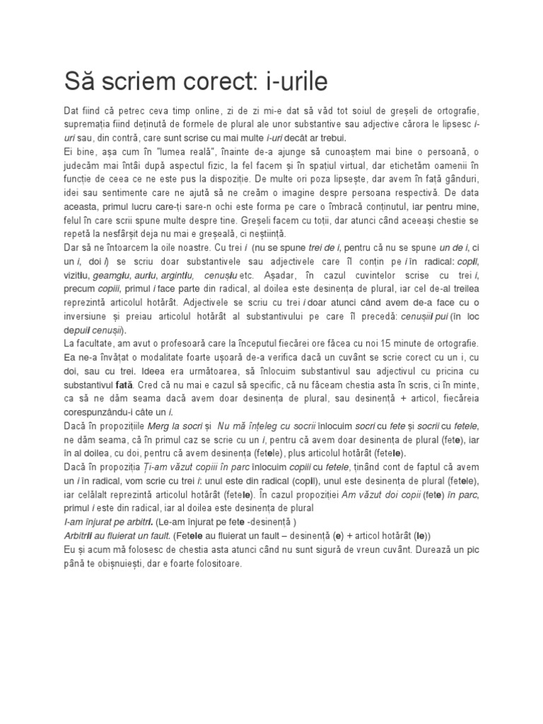 Să Scriem Corect | PDF