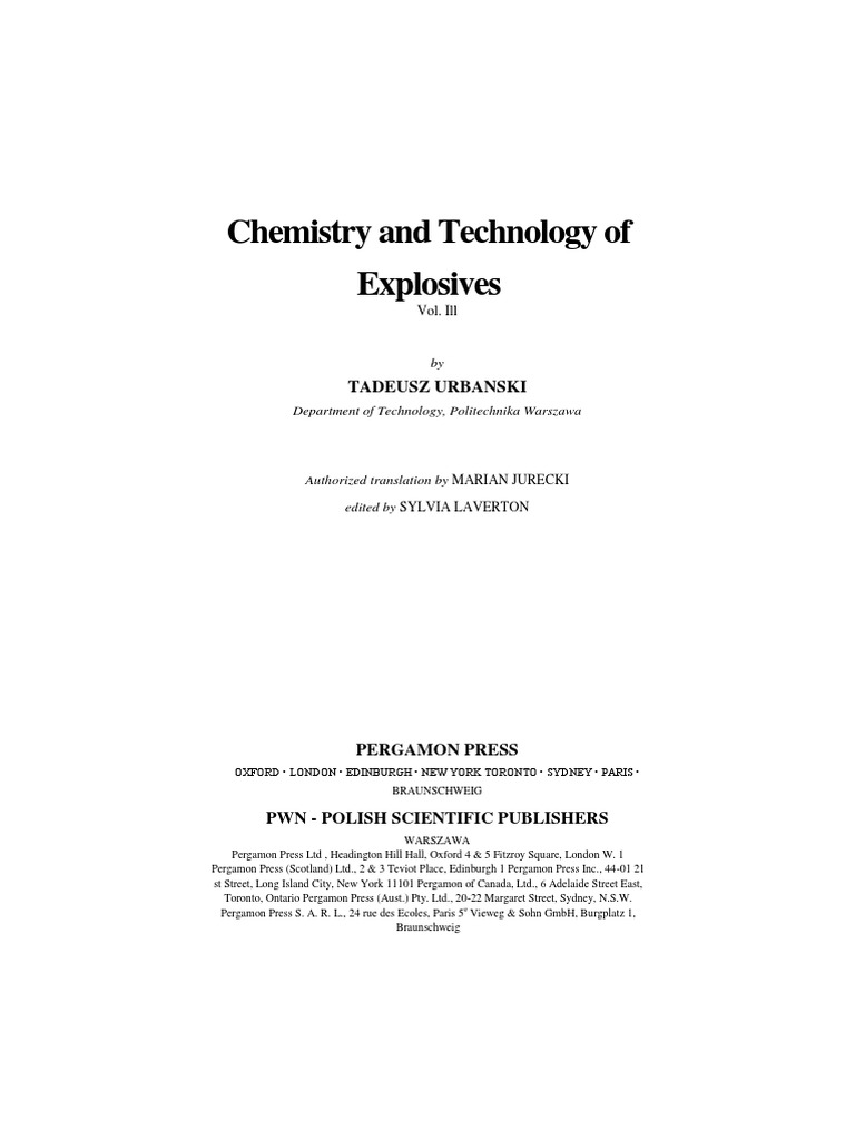 Chemistry And Technology Of Explosives Pdf Explosive Material