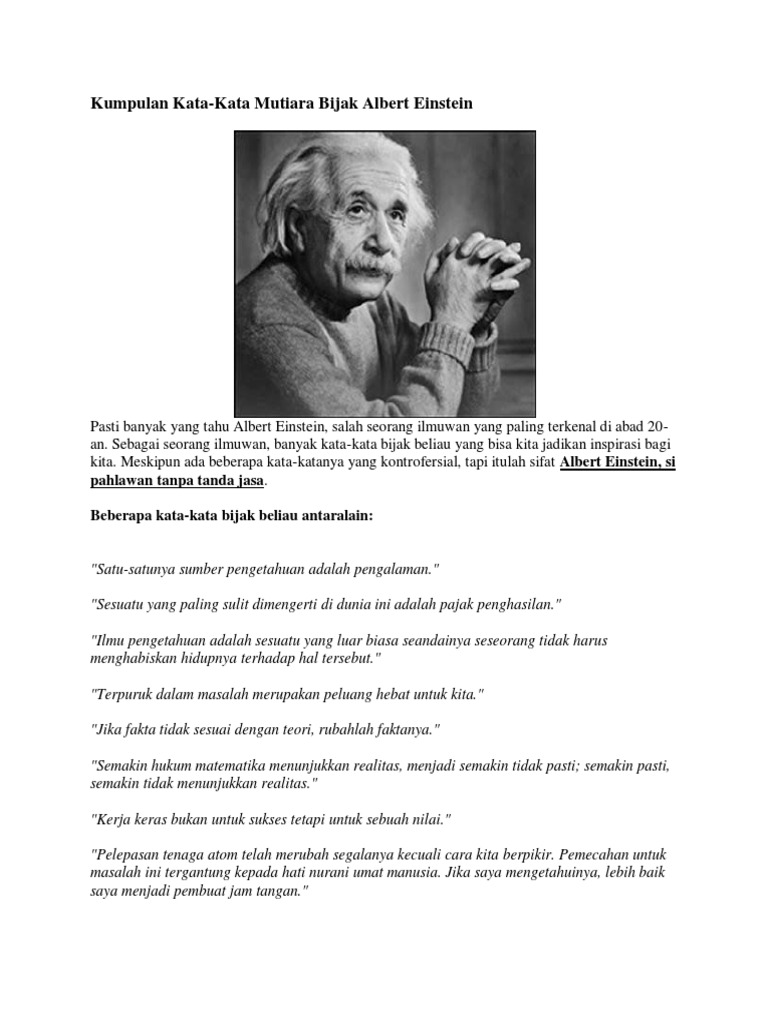 Kumpulan Kata Mutiara Albert Einstein