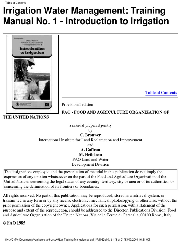 Manual 1 Introduction To Irrigation PDF