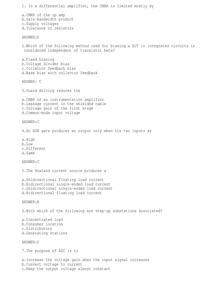 MCQ Chap 6 PDF Amplifier Electronic Oscillator