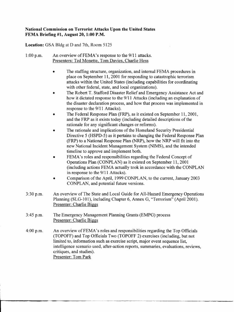FEMA's 9/11 Response Overview | PDF | Federal Emergency Management ...