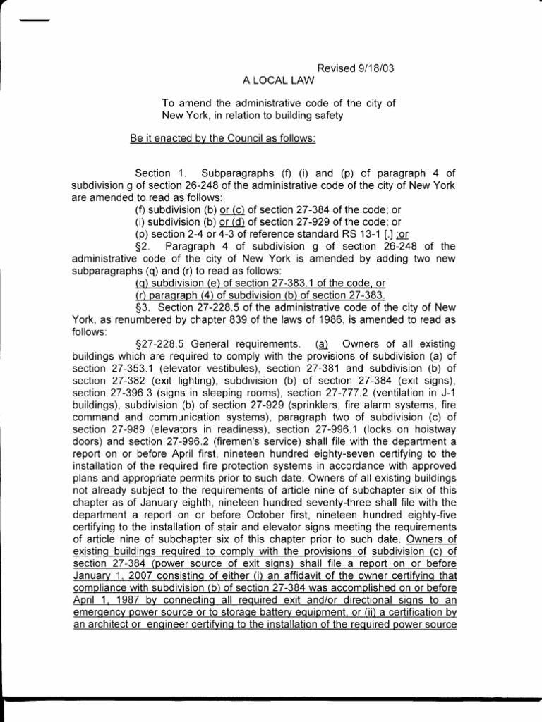 NYC Building Safety Code Amendments | PDF | Fire Sprinkler System ...