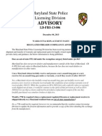 12-5-13 Advisory - LD-FRS-13-006 - Warranty and Replacement Parts of Firearms