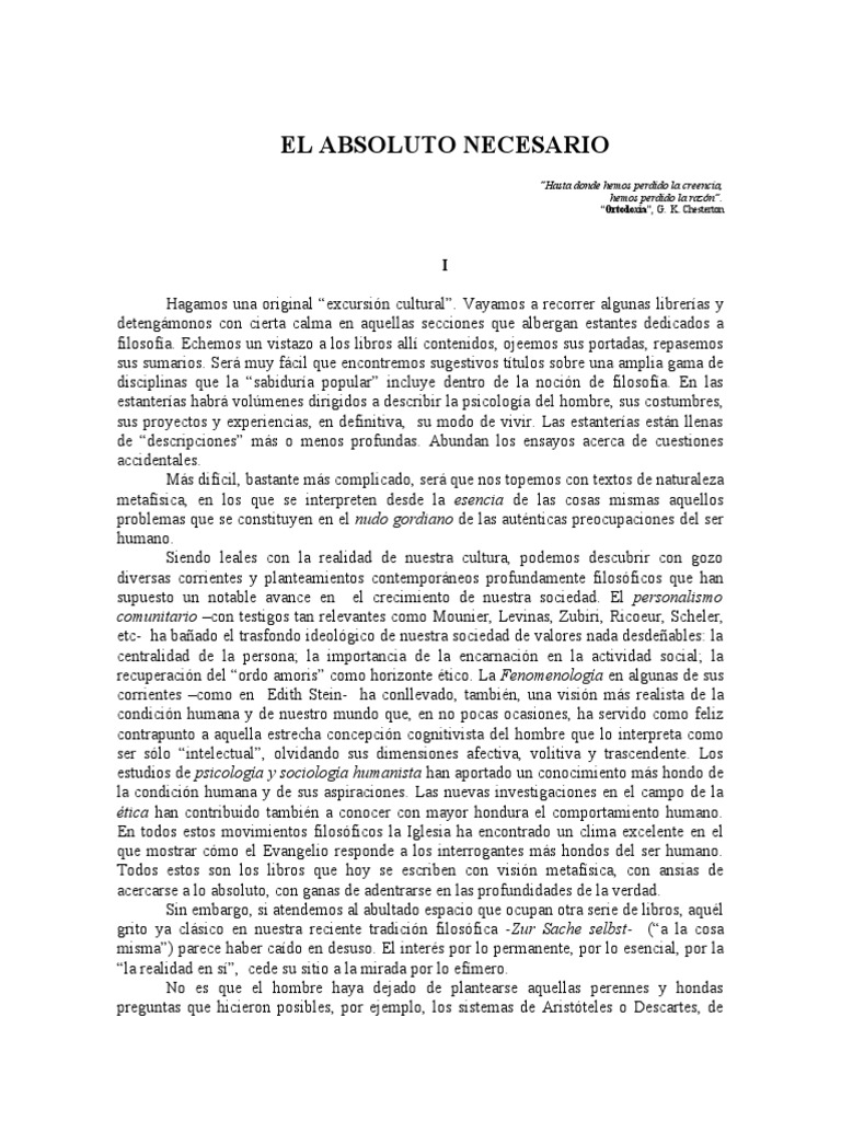 El Absoluto Necesario | PDF | Homo Sapiens | Metafísica