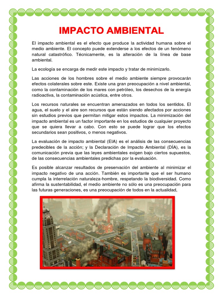 Impacto Ambiental | PDF | Desarrollo sostenible | Entorno natural
