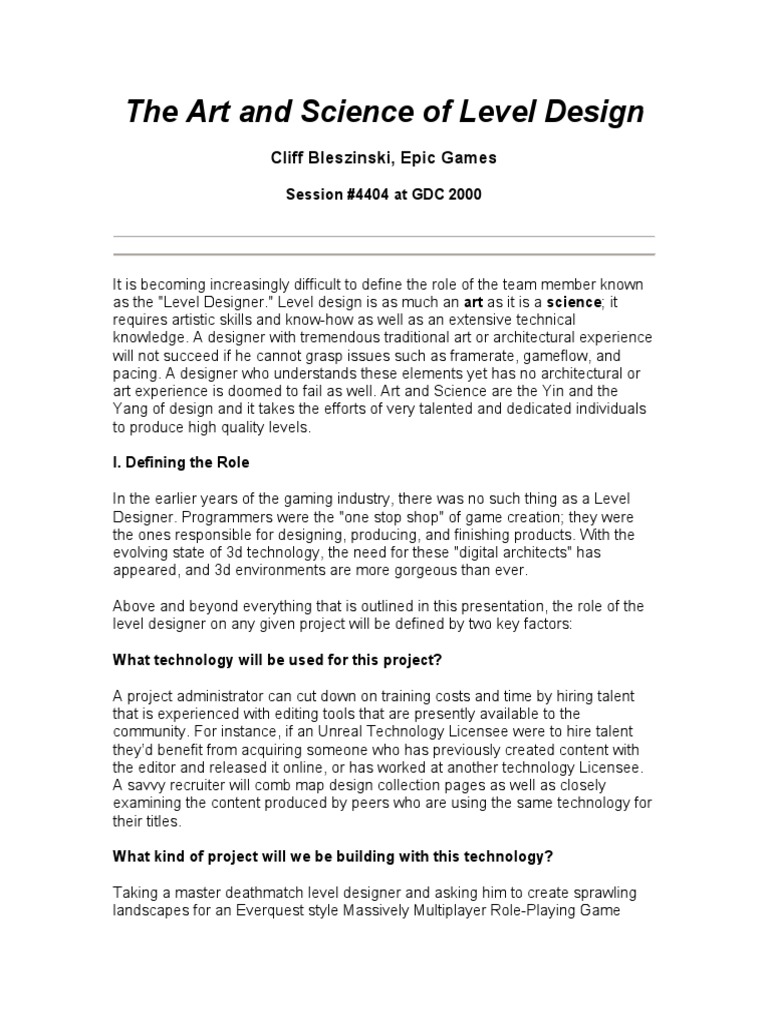 Evolving Role of Level Designers | PDF | Texture Mapping | Artificial ...