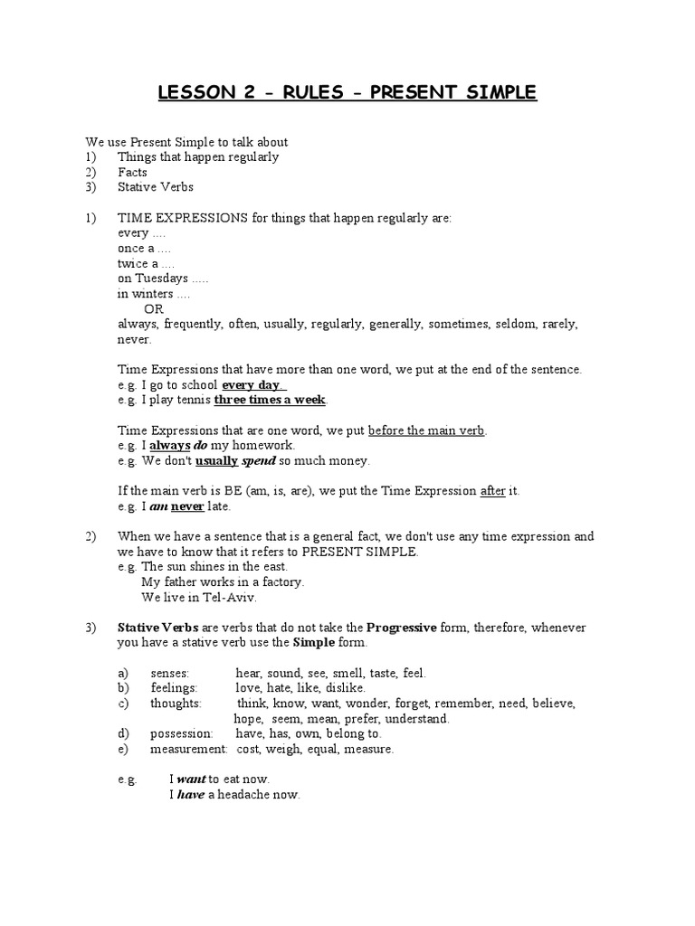 Lesson2 Rules PresentSimple | PDF | Grammar | Semiotics