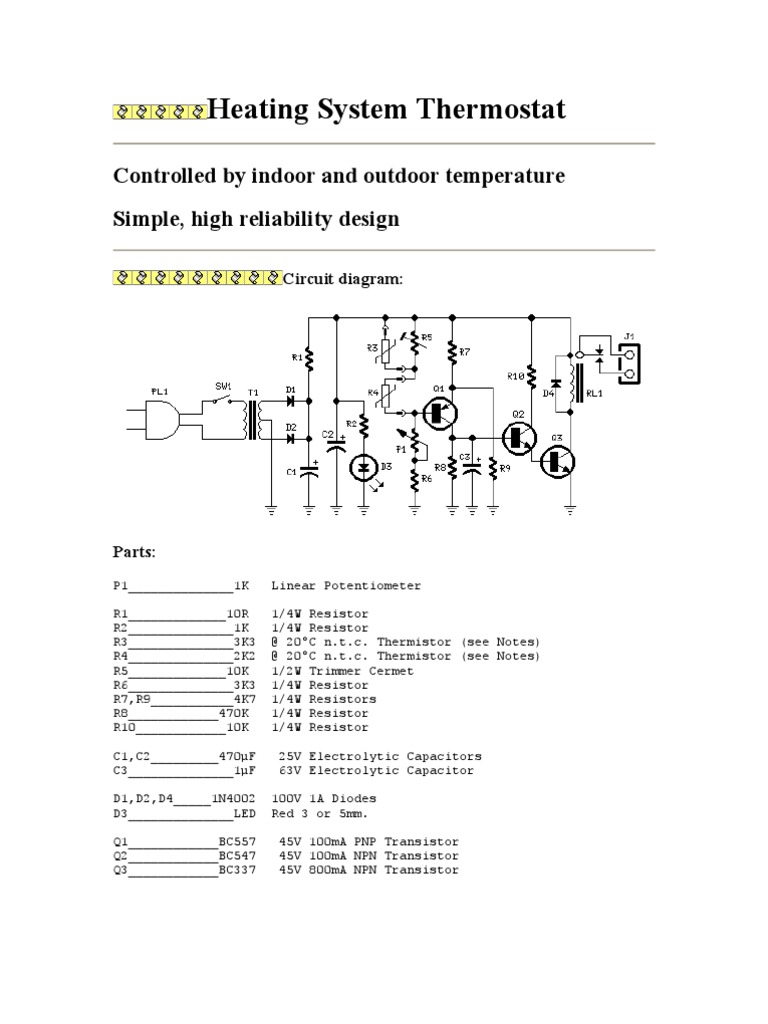 Heating System Thermostat PDF Resistor Thermostat