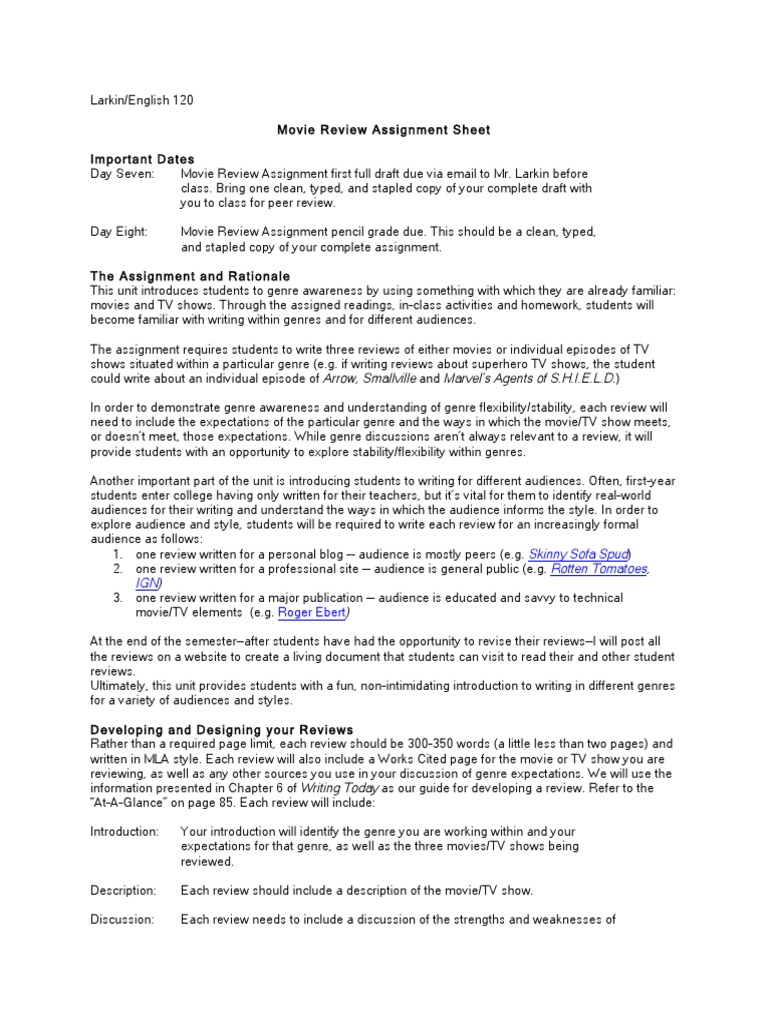 Critique assignment examples picture