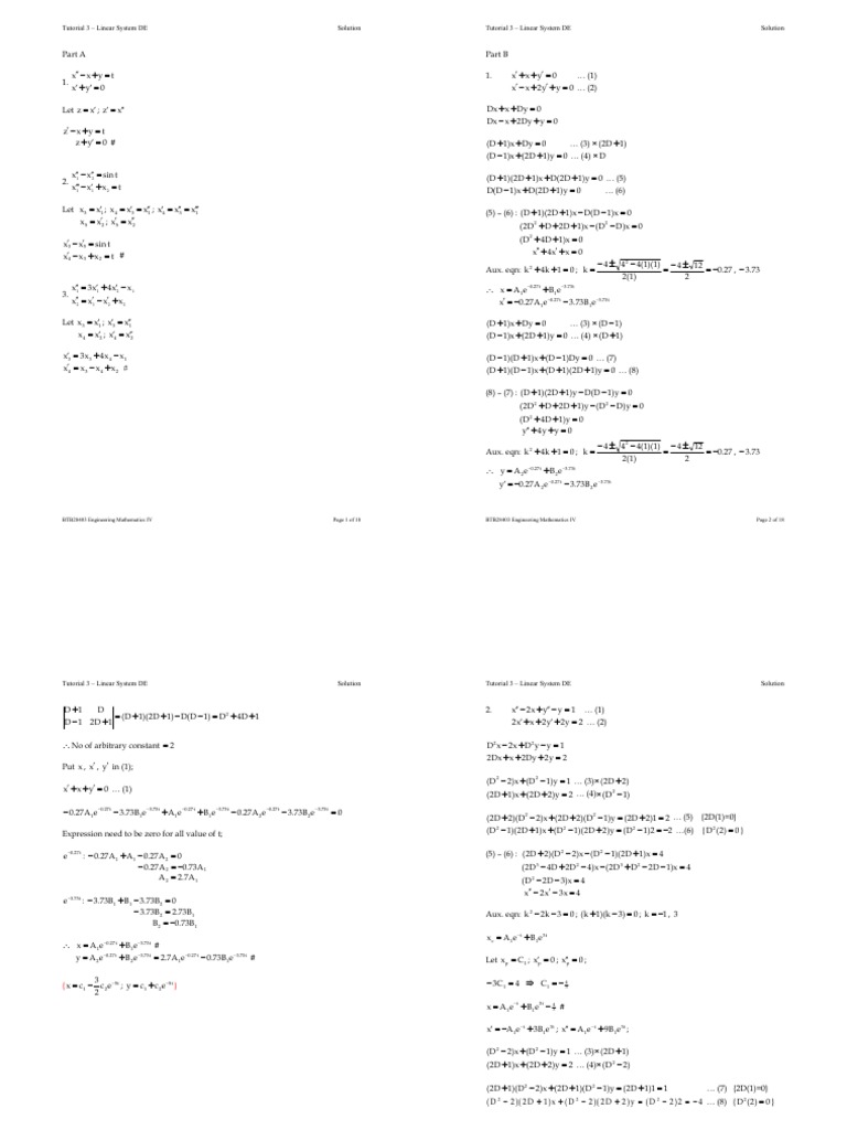 Linear System Differential Equations | PDF | Scientific Theories ...