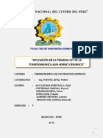 Aplicación de La Primera Ley de La Termodinámica Aun Horno Ceramico