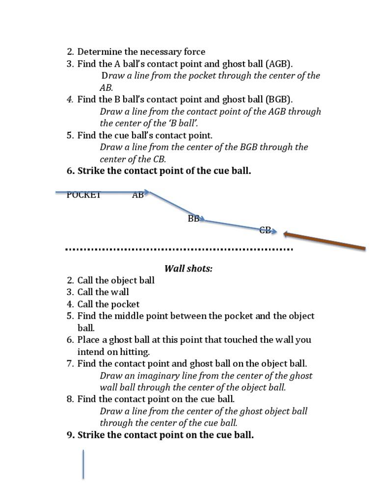 Ghost Ball Technique in Pool Shots | PDF | Sports & Recreation