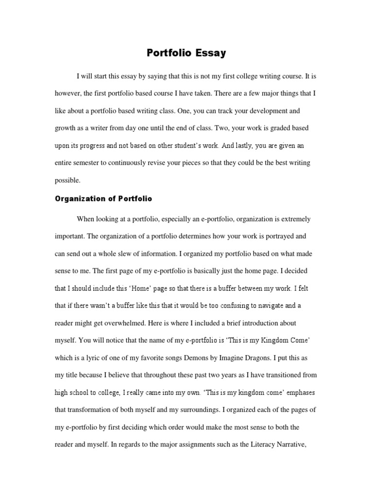 Portfolio Essay Essays Reading Comprehension