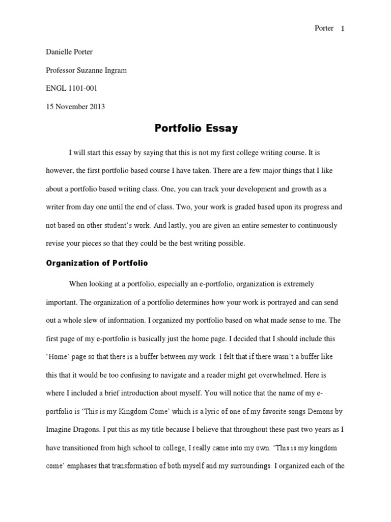 Portfolio Essay  PDF  Essays  Reading Comprehension