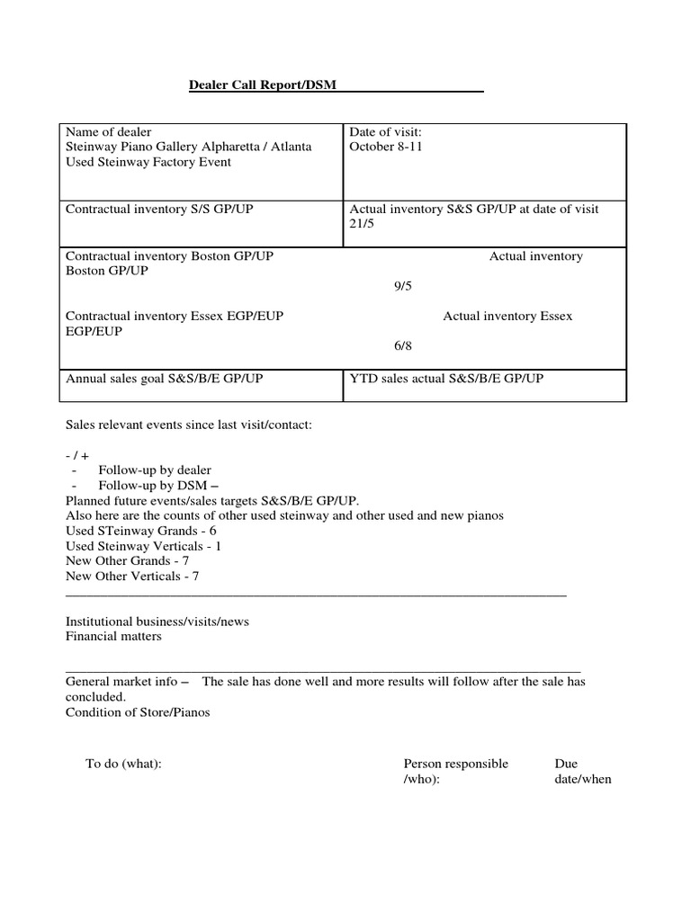 Dealer Call Report/DSM | PDF | Foreign Language Studies