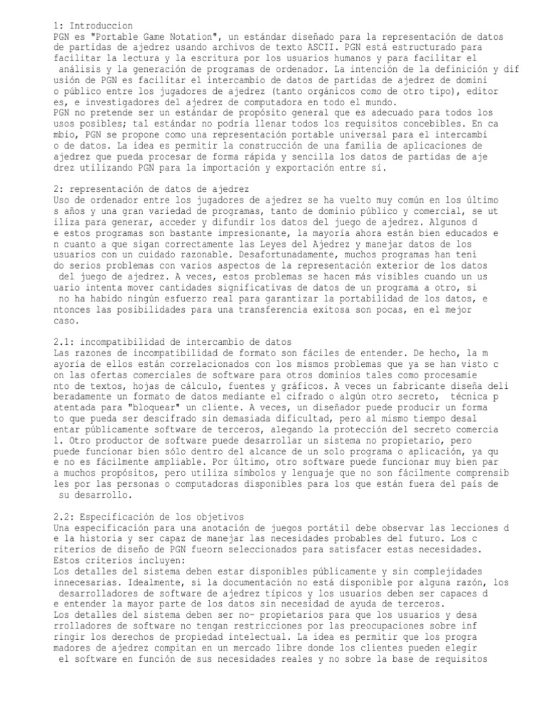 PGN - Portable Game Notation | PDF | Tecnología