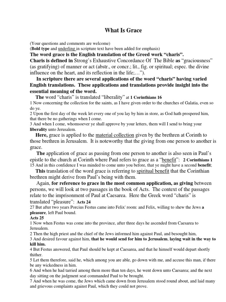 What Is Grace PDF Grace In Christianity Epistle To The Romans