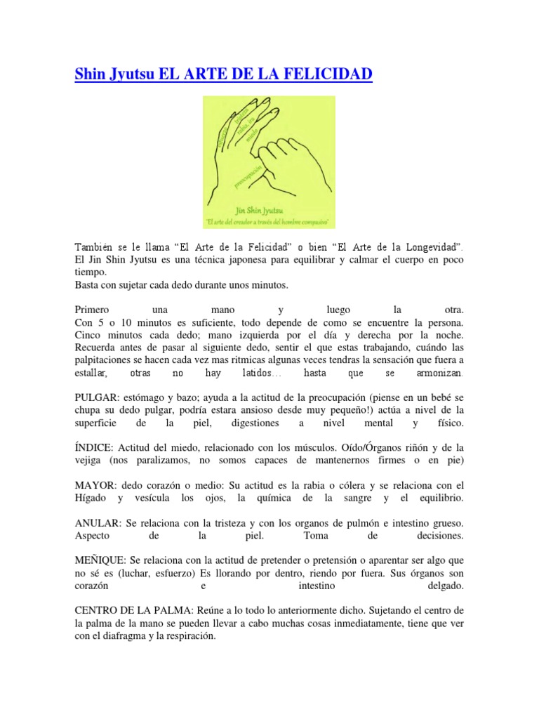 Shin Jyutsu EL ARTE DE LA FELICIDAD | PDF | Mano | Sistema digestivo humano