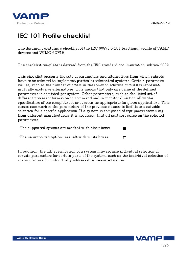 IEC101 Profile Checklist Datalist 6.23 | PDF | Communications Protocols ...