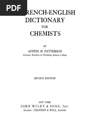 French-English Dictionary For Chemists 2ed - Patterson