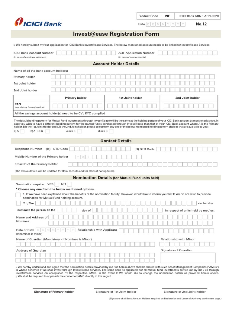 Icici Investment Registration Mutual Funds Banks