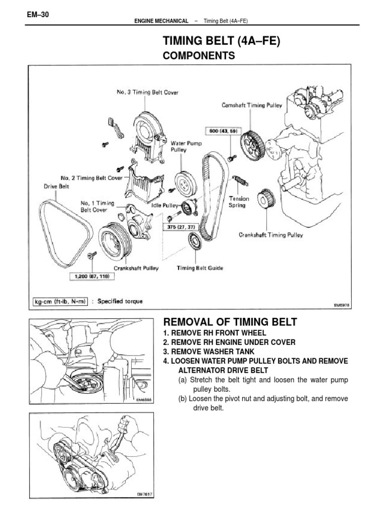 Toyota 4EFE - correa de distribucion.pdf | Belt (Mechanical) | Electrical  Connector