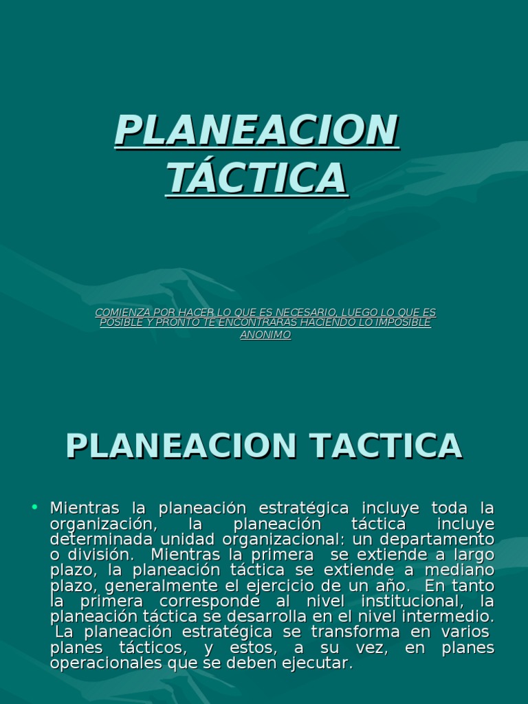 PLANEACION TÁCTICA