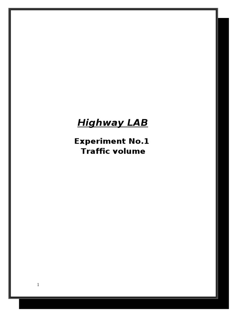 Highway LAB: Experiment No.1 Traffic Volume | PDF | Systems Engineering ...