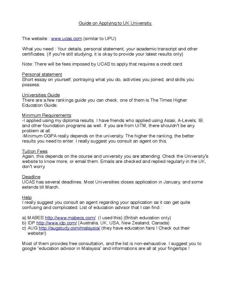 UK University Application Guide | PDF | Business