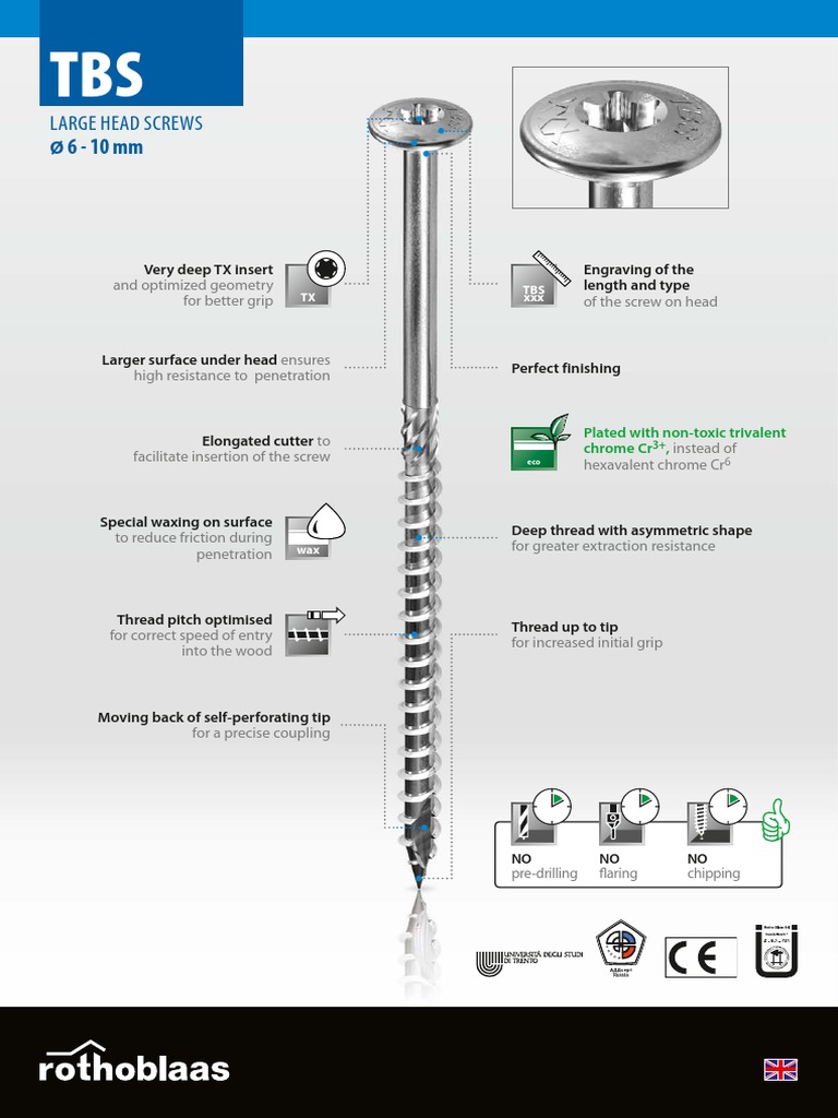 Rothoblaas - Tbs.technical Data Sheets - en | PDF | Wood | Screw