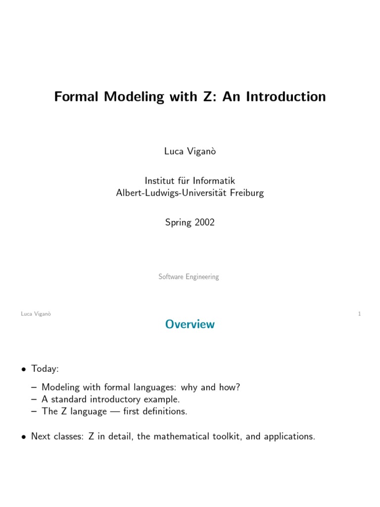Z (Zed) Specification Model PDF Unified Modeling Language Formal
