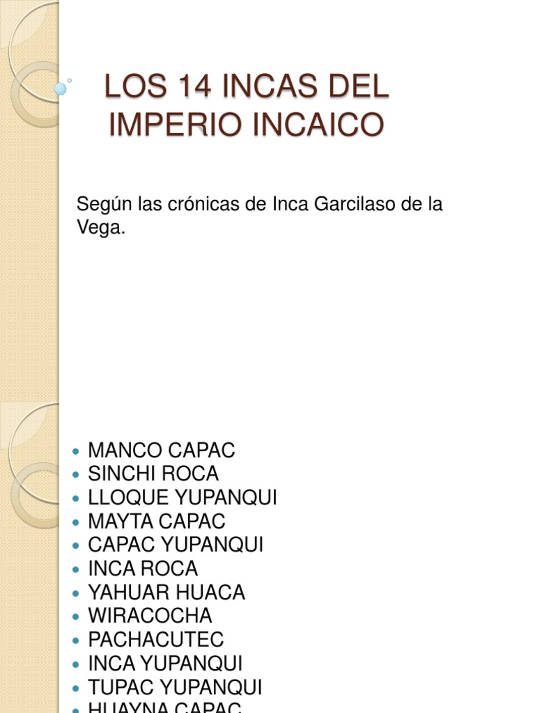 LOS 14 INCAS Imperio Inca