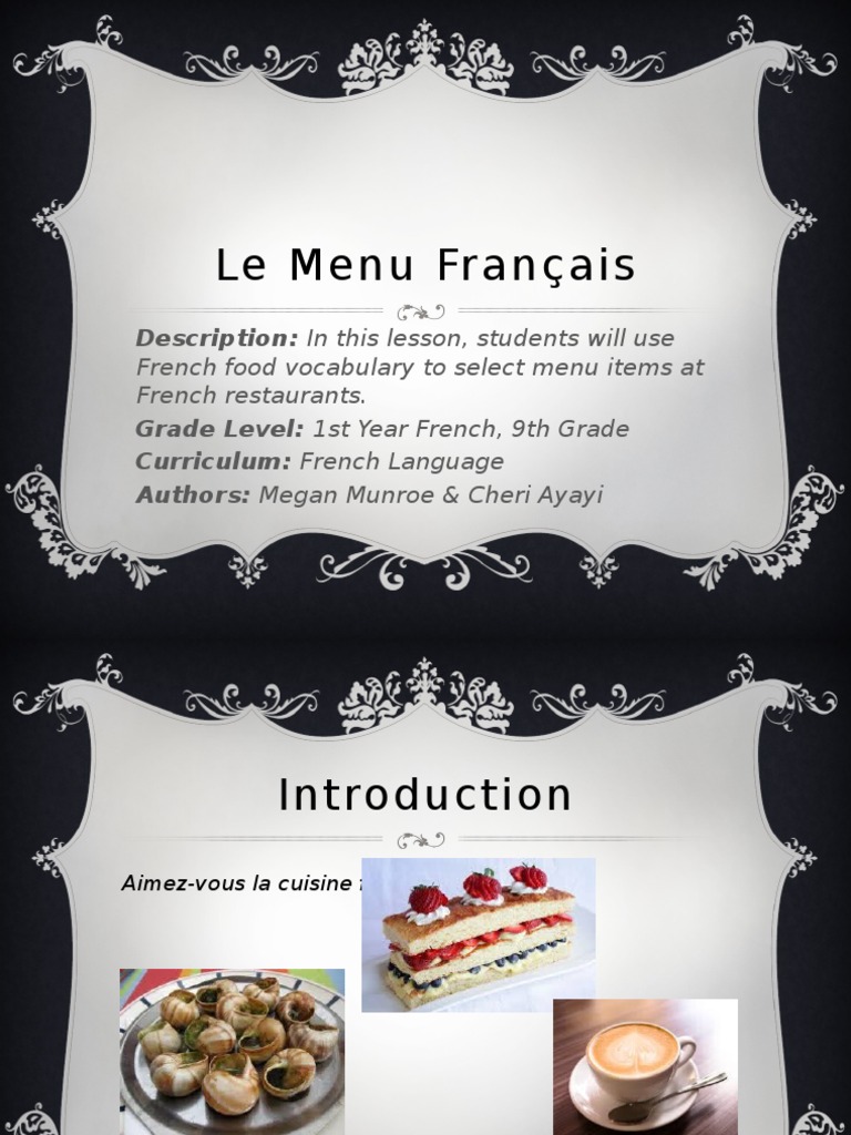French Menu Project for Beginners | PDF | Wellness