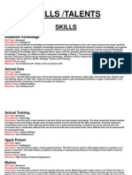 Skills List (Unfinished)