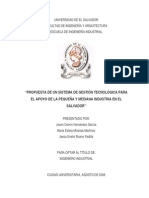 Propuesta de Un Sistema de Gestión Tecnológica para El Apoyo de La Pequeña y Mediana Industria en El Salvador