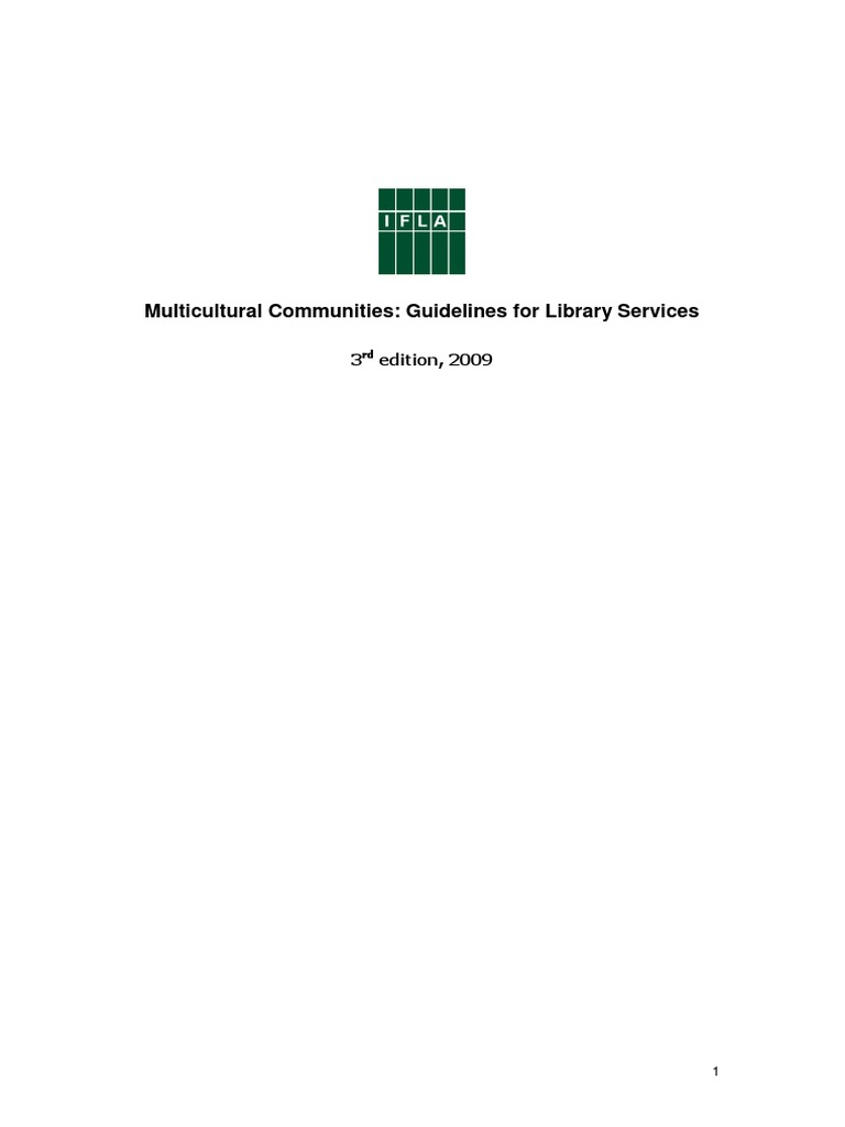 Multicultural Communities: Guidelines For Library Services: 3 Edition ...