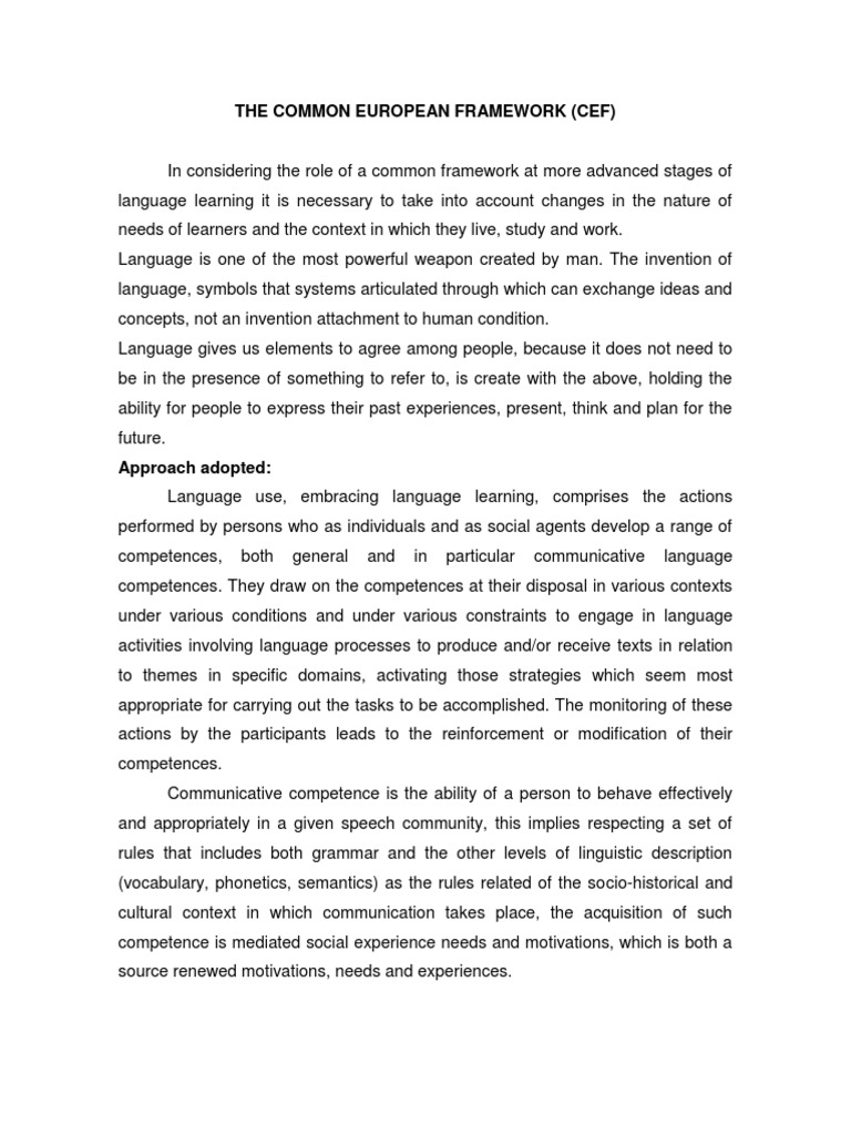 The Common European Framework | PDF