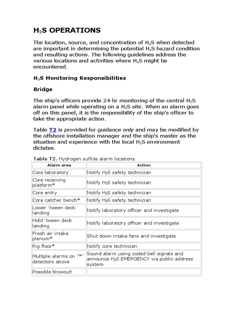 H2S Monitoring and Safety Guidelines | PDF | Drilling Rig | Radioactive ...