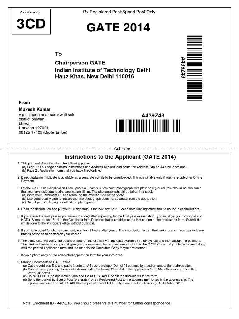 GATE 2014 Application Instructions | PDF | Science | Technology (General)
