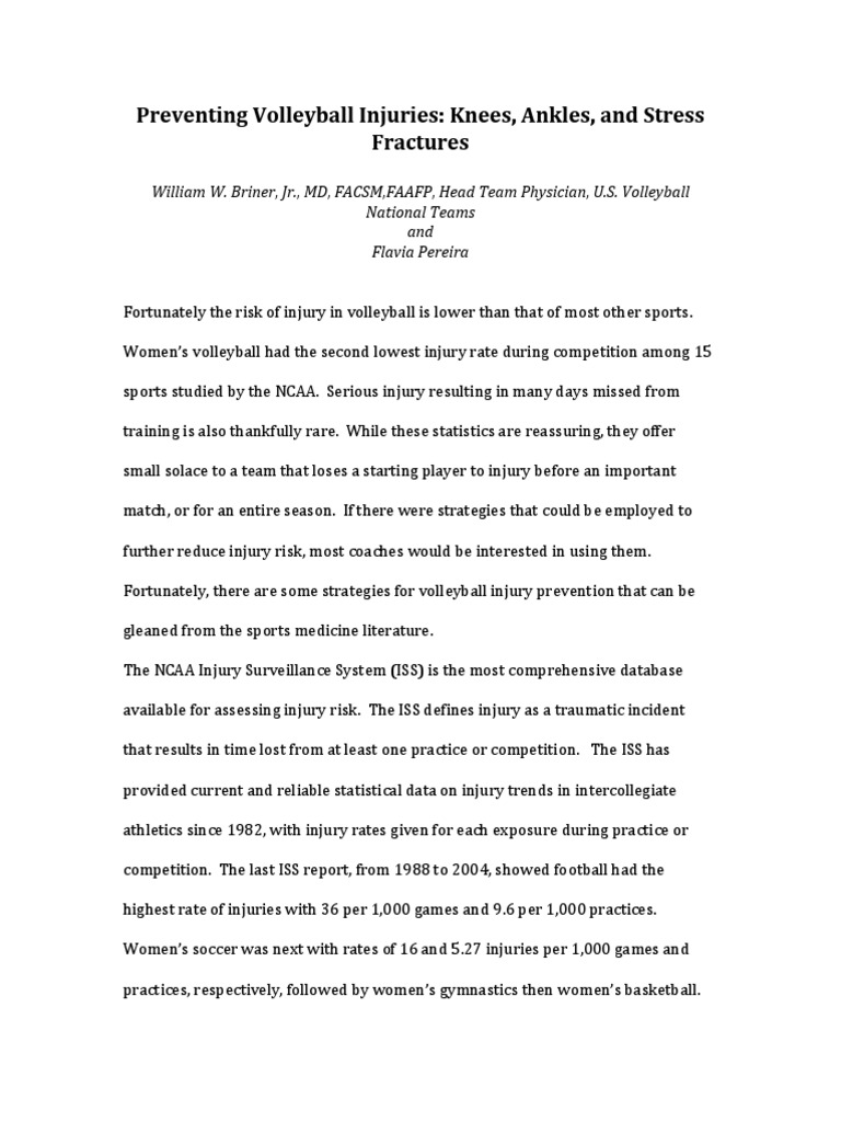 Preventing Volleyball Injuries | Download Free PDF | Knee ...