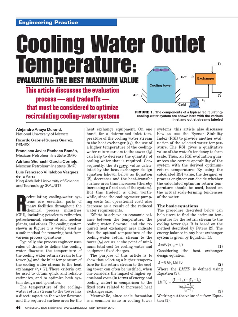 Cooling WaterOutlet Temperature PDF Ph Heat Exchanger