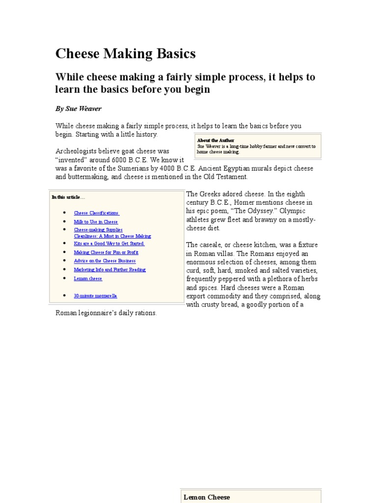 Cheese Making Basics Milk Cheesemaking