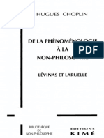 Choplin Hughes de La Phénoménologie À La Non Philosophie